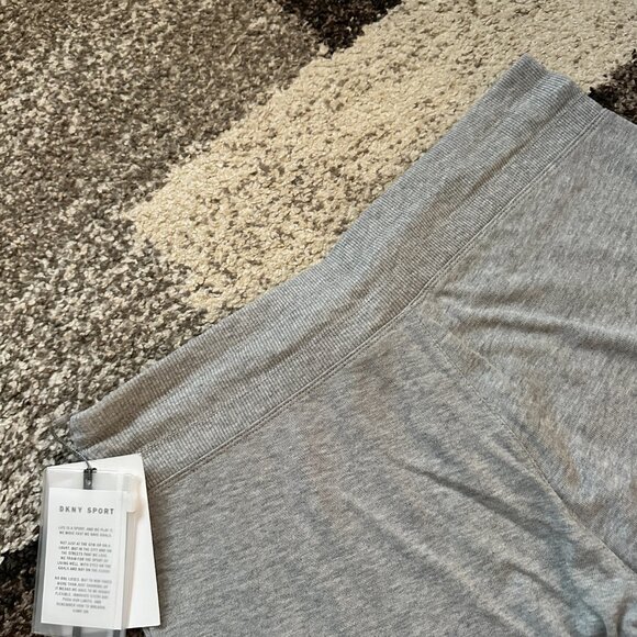 DKNY SPORT (L) Heather Gray Iridescent Silver Logo Sweatpants Joggers Pants - Picture 8 of 8